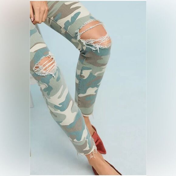 Mother jeans women's 26 High Waisted Looker Ankle Fray See Me Camo distressed - Picture 1 of 14